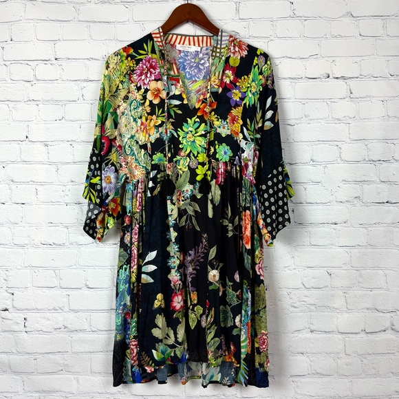 Johnny Was Dreamer Short Floral Kaftan Dress XS - Picture 2 of 11